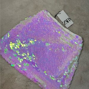 Zara Purple Green Sequin Mini Skirt